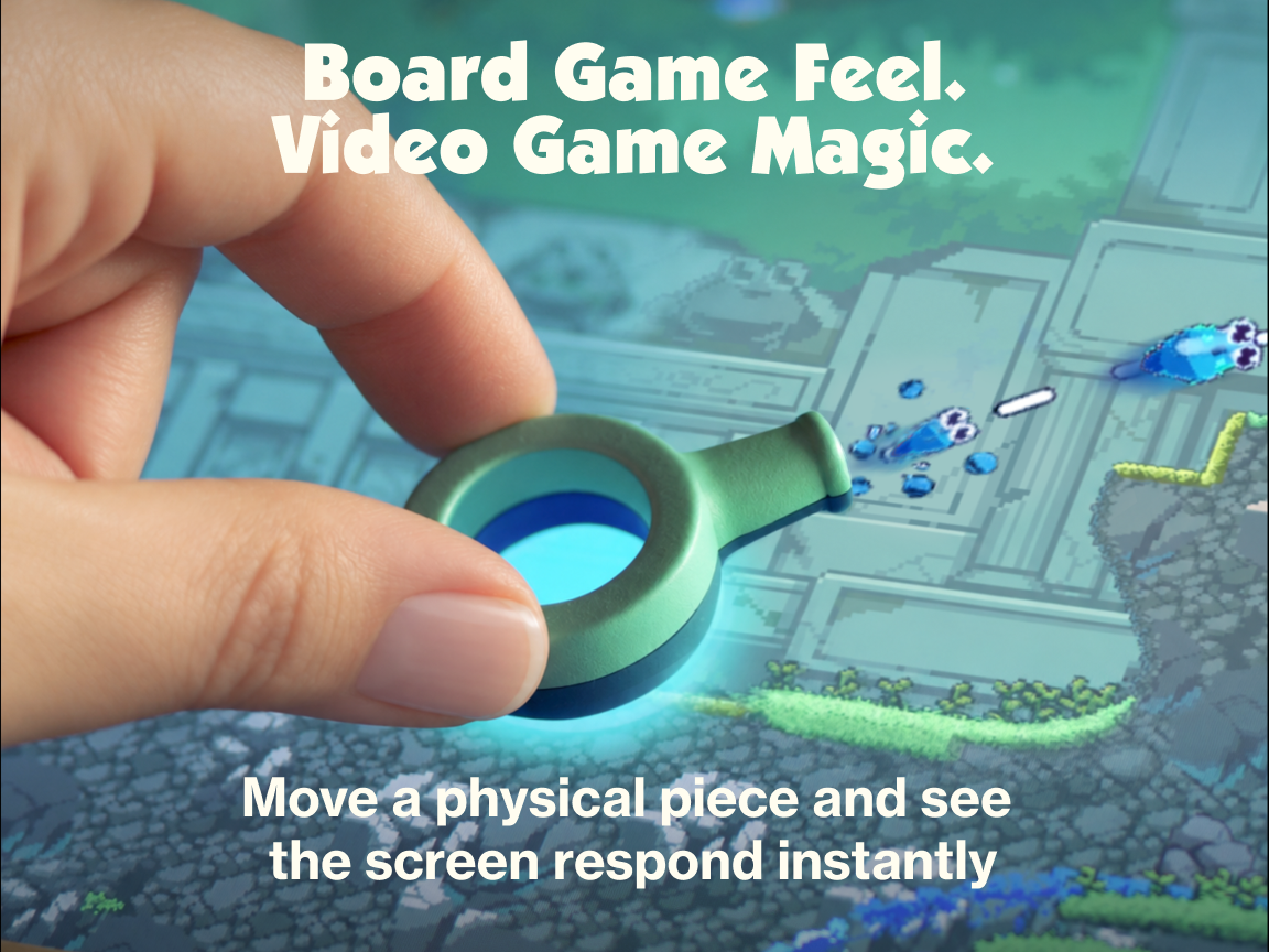 Board game feel, video game magic: move a physical piece and see the screen respond